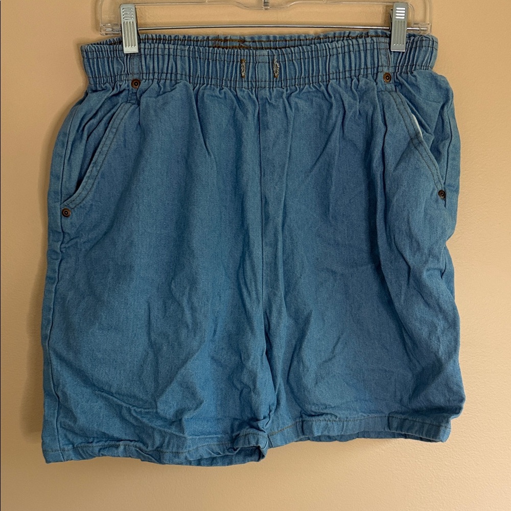 Casual Men's Light Blue Elastic-Waist Denim Shorts